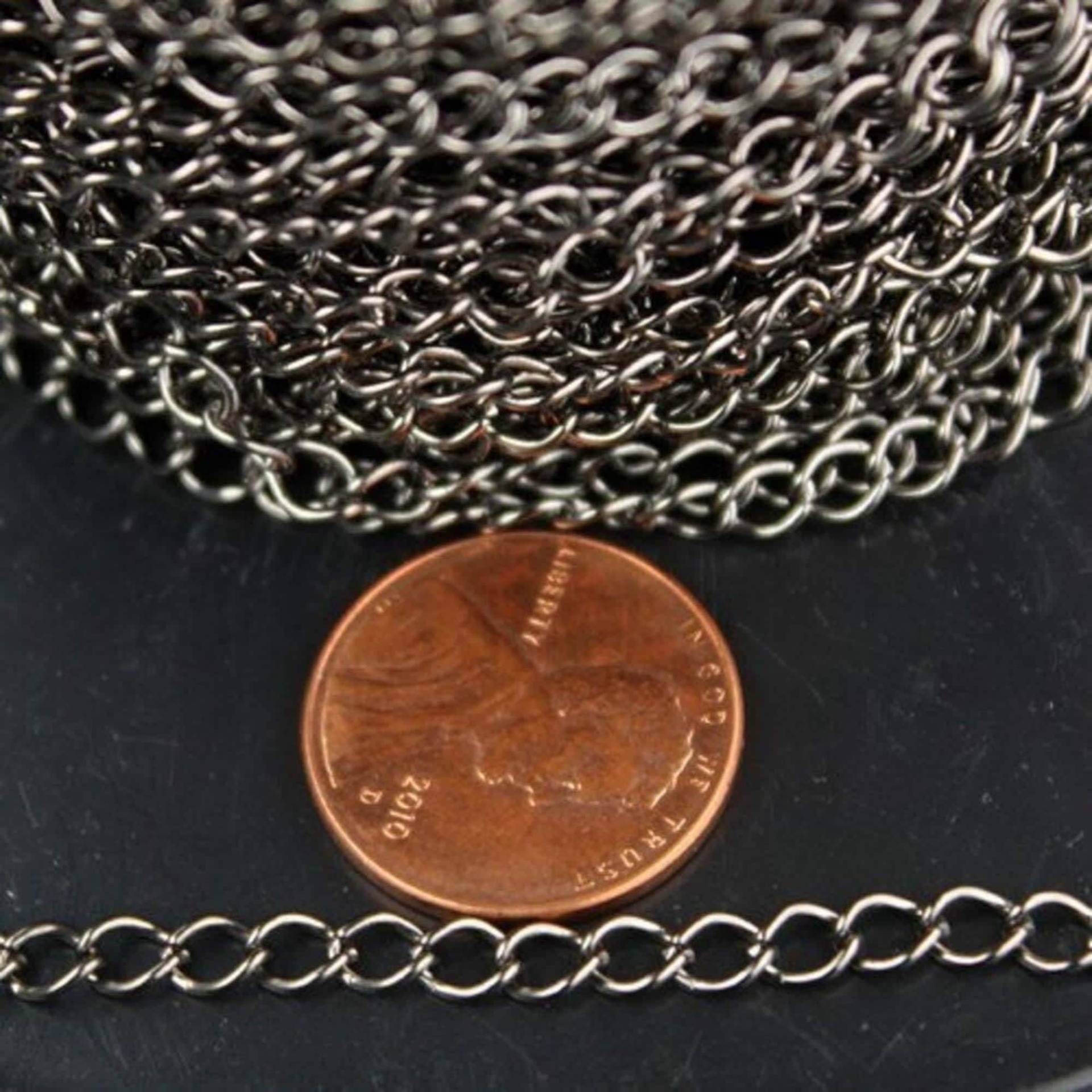 Panzerkette Aus Gunmetal Plattiert 4, 9 X 3, 7 Mm Ungelötete Glieder - 3 M Panzerkette Aus Gunmetal Plattiert 4, 9 X 3, 7 Mm Ungelötete Glieder - 3 M von gemplus24