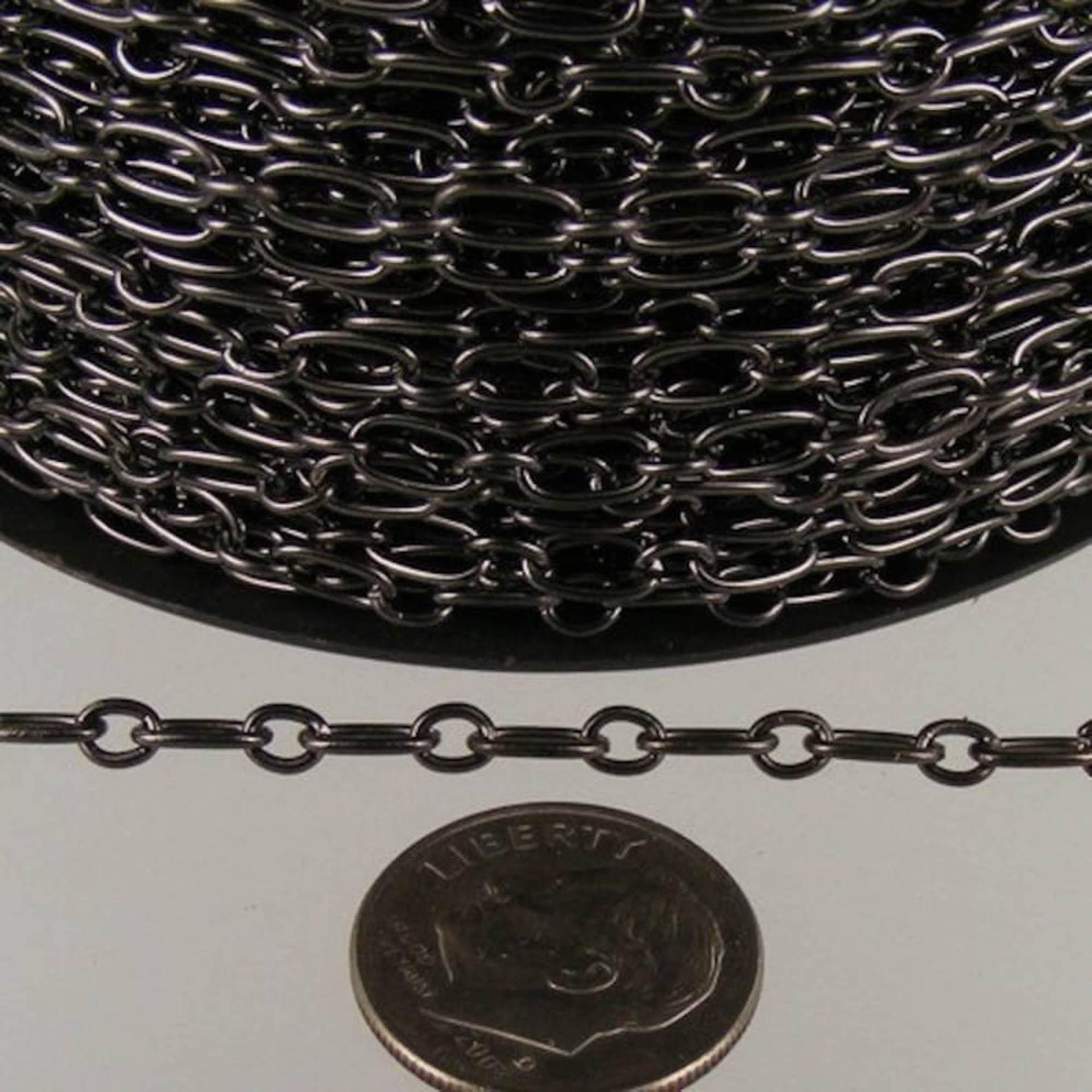 15 Fuß Lange Und Kurze Kette Mit Gunmetal-Finish - 6.6x3.3 Mm Ungelötetes Glied 6633Ca 15 Fuß Lange Und Kurze Kette Mit Gunmetal-Finish - 6.6x3.3 Mm Ungelötetes Glied 6633Ca von gemplus24