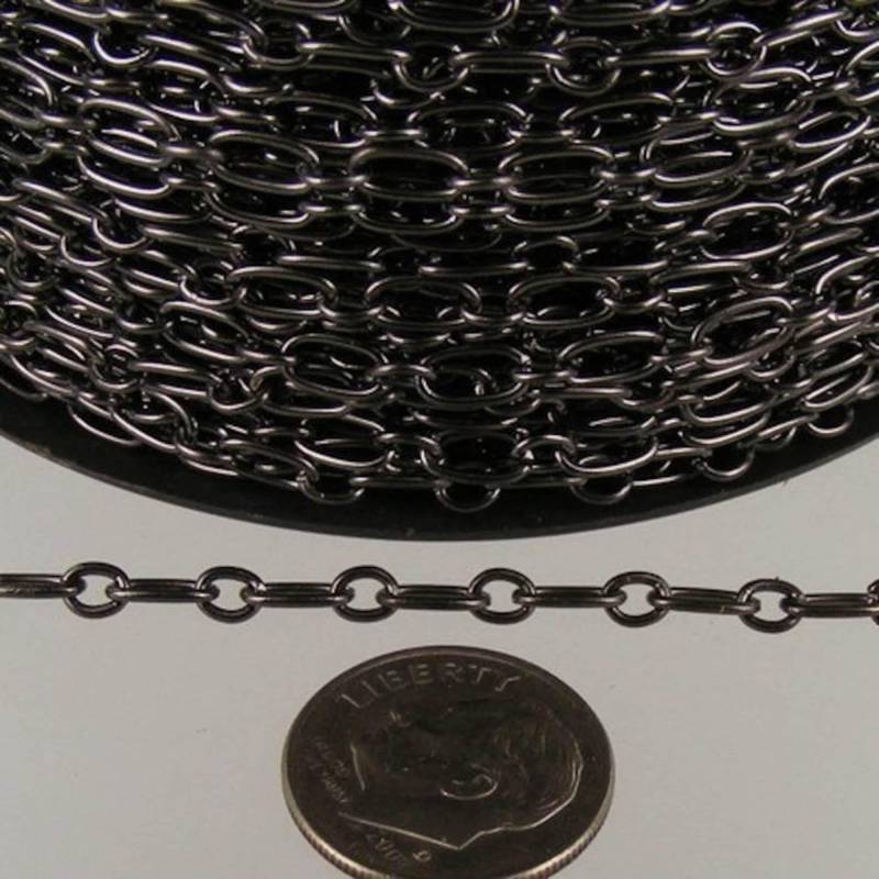 15 Fuß Lange Und Kurze Kette Mit Gunmetal-Finish - 6.6x3.3 Mm Ungelötetes Glied 6633Ca 15 Fuß Lange Und Kurze Kette Mit Gunmetal-Finish - 6.6x3.3 Mm Ungelötetes Glied 6633Ca von gemplus24
