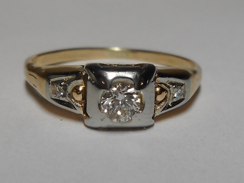 1920 1930 14Kt Weiß - Und Gelbgold Diamant Ring von gemsjewelrydiamonds