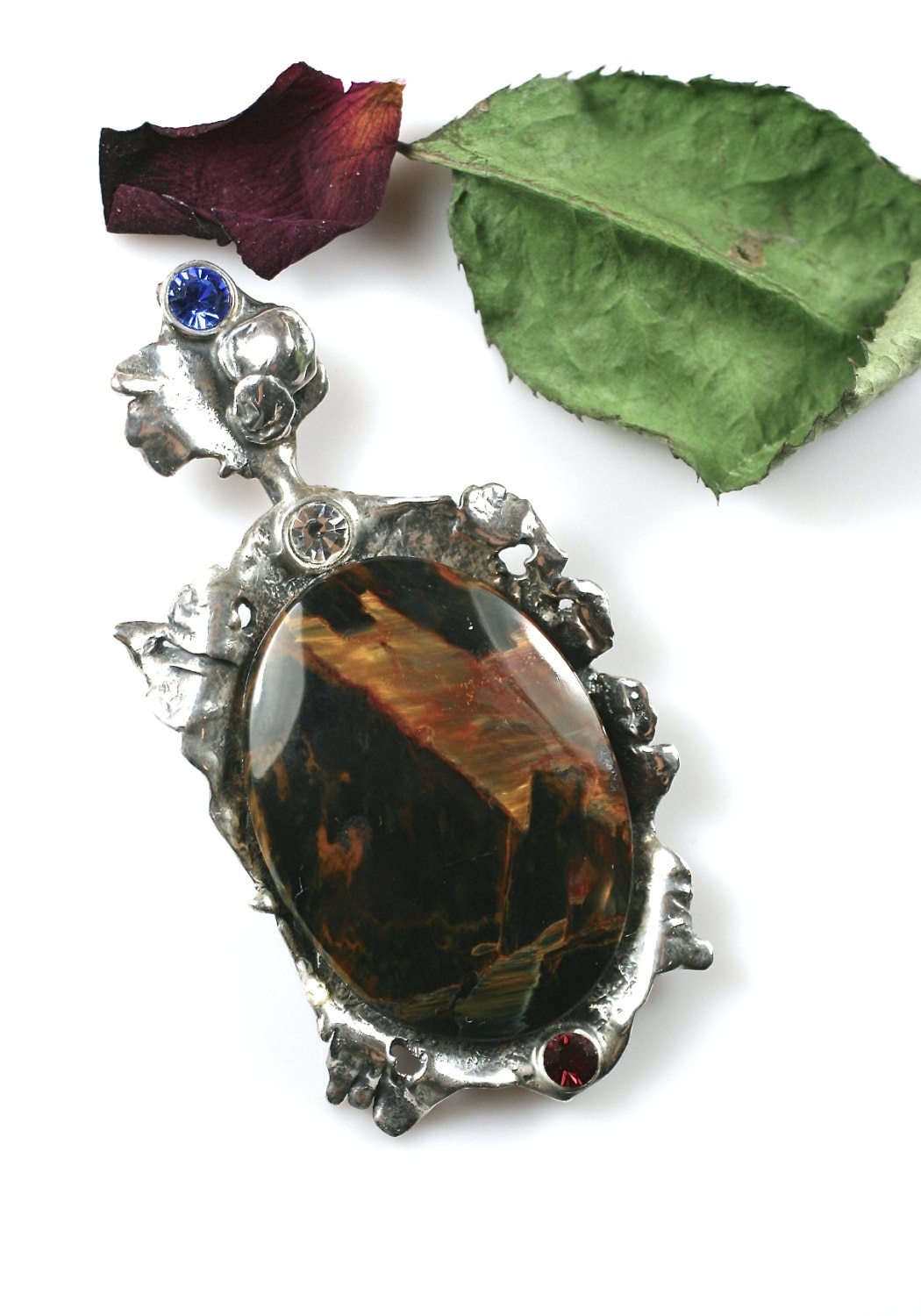 Pietersit Und Silber Anhänger 75x35mm von gemsjewelryshop
