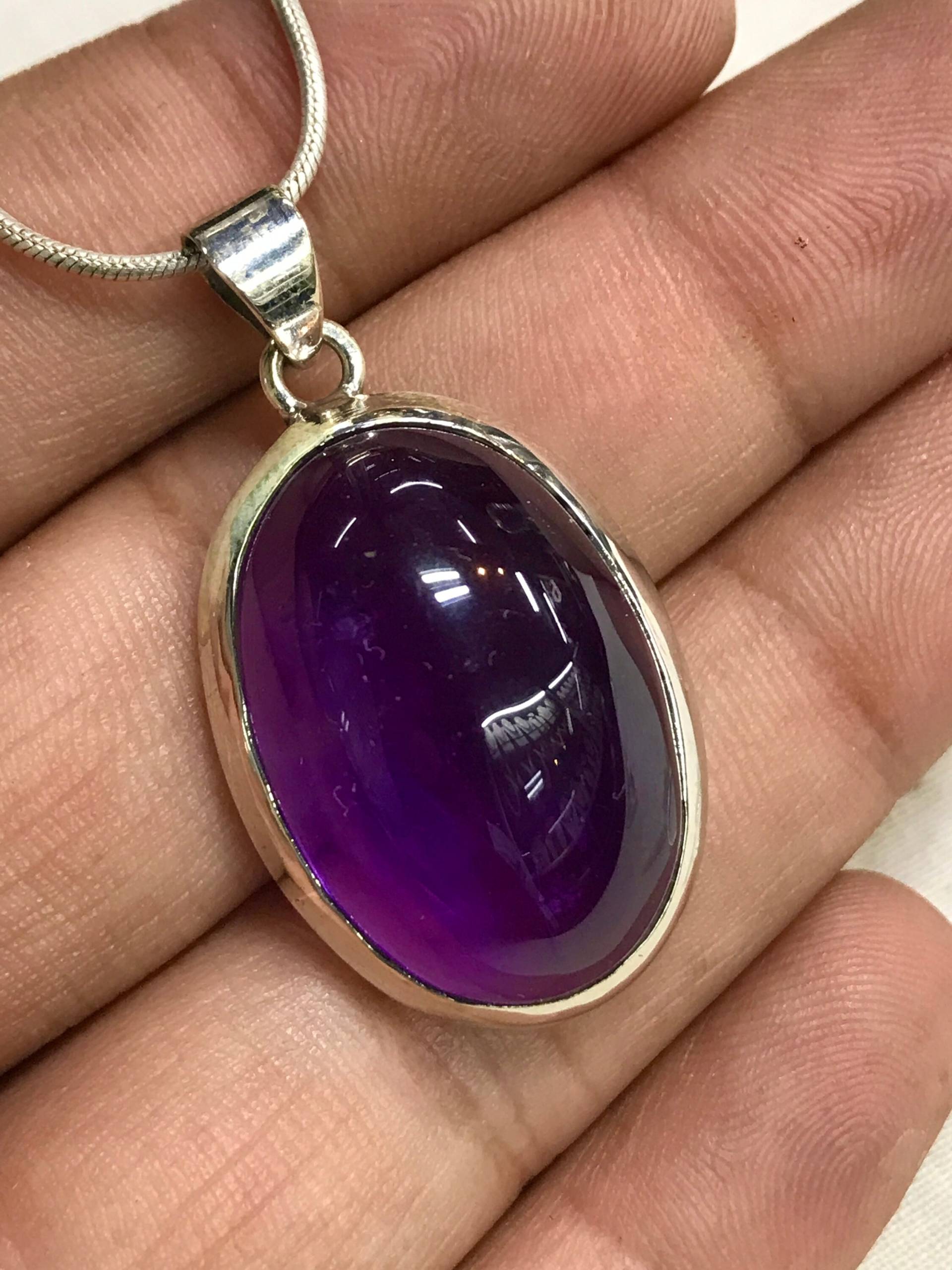 Amethyst Anhänger Erstaunliche Edelsteine Natürliche Lila Farbe Halskette Mit 92, 5 Sterling Silber Gemacht Amethyst Anhänger Erstaunliche Edelsteine Natürliche Lila Farbe Halskette Mit 92, 5 Sterling Silber Gemacht von gemsnjewelry