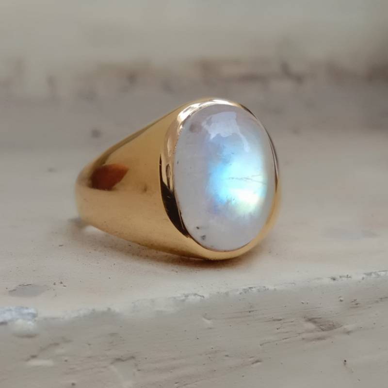 Oval Regenbogen Mondstein Ring 14K Gold Fill Kupfer Band Oval Regenbogen Mondstein Ring 14K Gold Fill Kupfer Band von gemsnjewels99