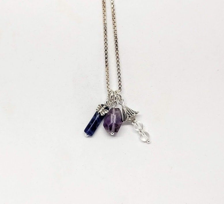 Weight-Loss Wunsch - Edelsteine Und Sterling Silber Charm Halskette Weight-Loss Wunsch - Edelsteine Und Sterling Silber Charm Halskette von gemstonetalisman