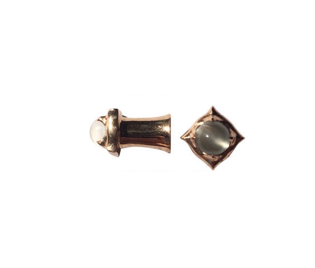 Mondstein 4 Gauge 5 Mm Rose Gold Vergoldet Sterling Silber Spike Double Flared Plug von generationpunk