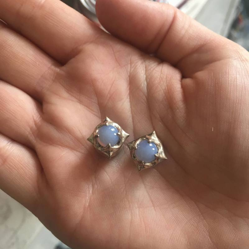 Verkauf Chalcedon 0 Gauge 8 Mm Sterling Silber Spike Double Flared Plug von generationpunk