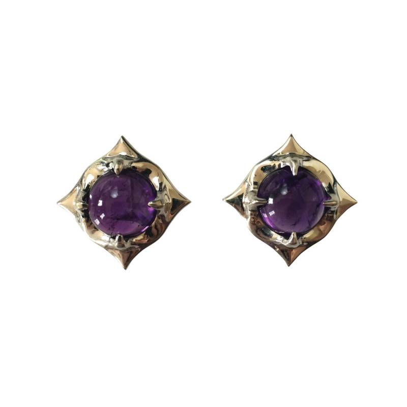 sterling Silber 5/8 "16 Mm Amethyst Cabochon Spike Double Flared Plugs." von generationpunk