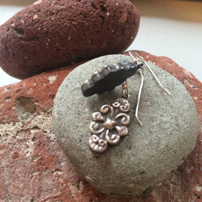 sterling Silber Verschönern Tropfen Ohrringe Antikem Finish von generationpunk