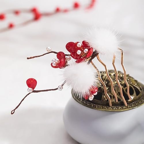 1 Stück Rabithenn Haarnadel mit Pflaumenblüte, chinesischer Hanfu-Stil, Haargabel im Retro-Stil, Blume für Frauen und Mädchen mit langem Haar (Pflaumenblüte) von generic