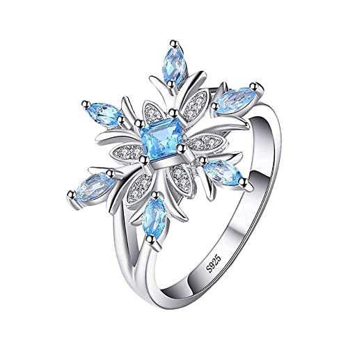 1x frauen schmuck ring silber weihnachten schneeflocke blau kristall hochzeit daumen knöchel ring liebe geschenk größe 8 langlebig und nützlichNützlich von generic