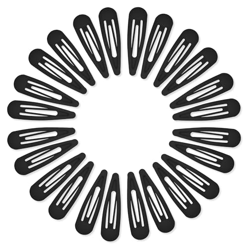 24 Stück 2,36 Zoll Metall-Haarspangen mit Druckknopf für Frauen, Haarspangen in Wassertropfenform für dickes, dünnes, feines Haar, Schwarz von generic