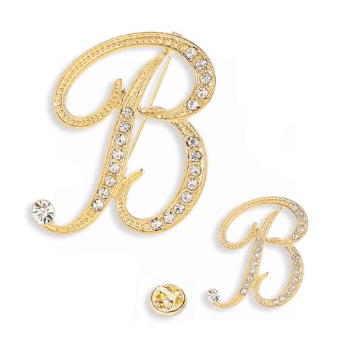 26 Broschennadeln mit Buchstaben-Anfangsbuchstaben, goldene Broschennadeln mit klarem Kristall und Strasssteinen, für den Strumpf als Geschenk, 2 Größen/Paket von generic