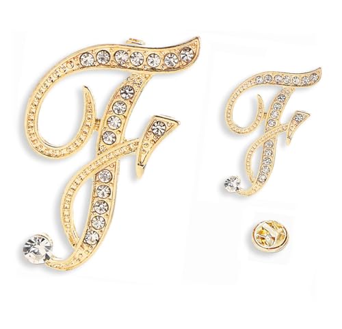 26 Broschennadeln mit Buchstaben-Anfangsbuchstaben, goldene Broschennadeln mit klarem Kristall und Strasssteinen, für den Strumpf als Geschenk, 2 Größen/Paket von generic