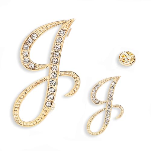 26 Broschennadeln mit Buchstaben-Anfangsbuchstaben, goldene Broschennadeln mit klarem Kristall und Strasssteinen, für den Strumpf als Geschenk, 2 Größen/Paket von generic