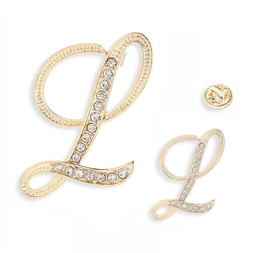26 Broschennadeln mit Buchstaben-Anfangsbuchstaben, goldene Broschennadeln mit klarem Kristall und Strasssteinen, für den Strumpf als Geschenk, 2 Größen/Paket von generic