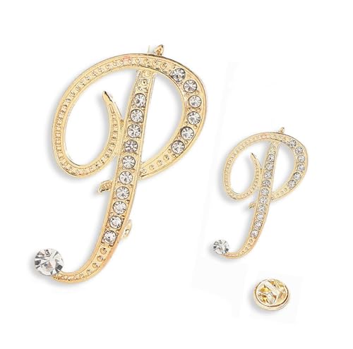 26 Broschennadeln mit Buchstaben-Anfangsbuchstaben, goldene Broschennadeln mit klarem Kristall und Strasssteinen, für den Strumpf als Geschenk, 2 Größen/Paket von generic