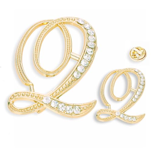 26 Broschennadeln mit Buchstaben-Anfangsbuchstaben, goldene Broschennadeln mit klarem Kristall und Strasssteinen, für den Strumpf als Geschenk, 2 Größen/Paket von generic