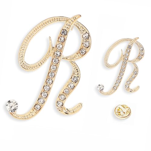 26 Broschennadeln mit Buchstaben-Anfangsbuchstaben, goldene Broschennadeln mit klarem Kristall und Strasssteinen, für den Strumpf als Geschenk, 2 Größen/Paket von generic