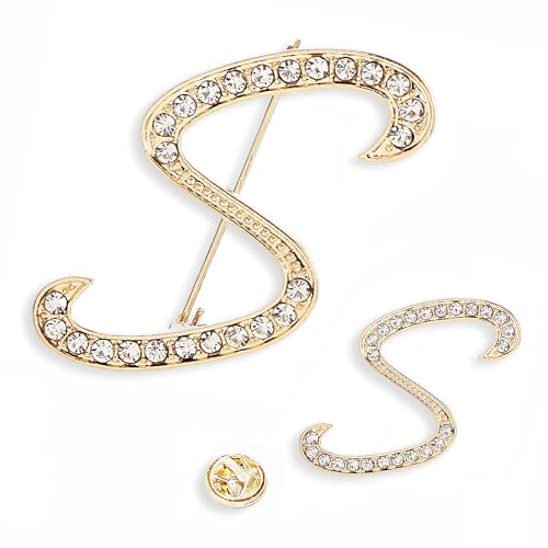 26 Broschennadeln mit Buchstaben-Anfangsbuchstaben, goldene Broschennadeln mit klarem Kristall und Strasssteinen, für den Strumpf als Geschenk, 2 Größen/Paket von generic
