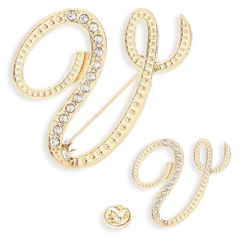 26 Broschennadeln mit Buchstaben-Anfangsbuchstaben, goldene Broschennadeln mit klarem Kristall und Strasssteinen, für den Strumpf als Geschenk, 2 Größen/Paket von generic