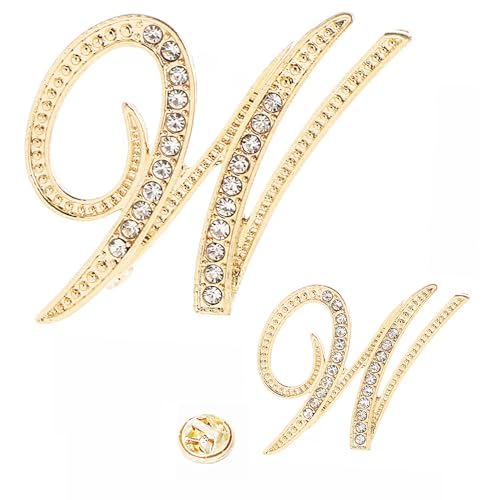 26 Broschennadeln mit Buchstaben-Anfangsbuchstaben, goldene Broschennadeln mit klarem Kristall und Strasssteinen, für den Strumpf als Geschenk, 2 Größen/Paket von generic