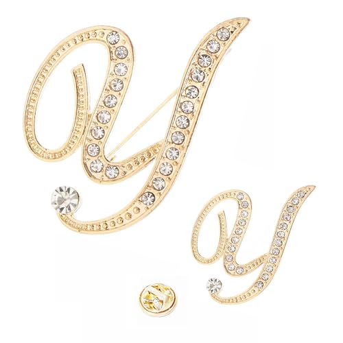26 Broschennadeln mit Buchstaben-Anfangsbuchstaben, goldene Broschennadeln mit klarem Kristall und Strasssteinen, für den Strumpf als Geschenk, 2 Größen/Paket von generic