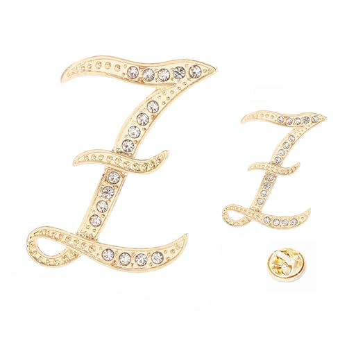 26 Broschennadeln mit Buchstaben-Anfangsbuchstaben, goldene Broschennadeln mit klarem Kristall und Strasssteinen, für den Strumpf als Geschenk, 2 Größen/Paket von generic