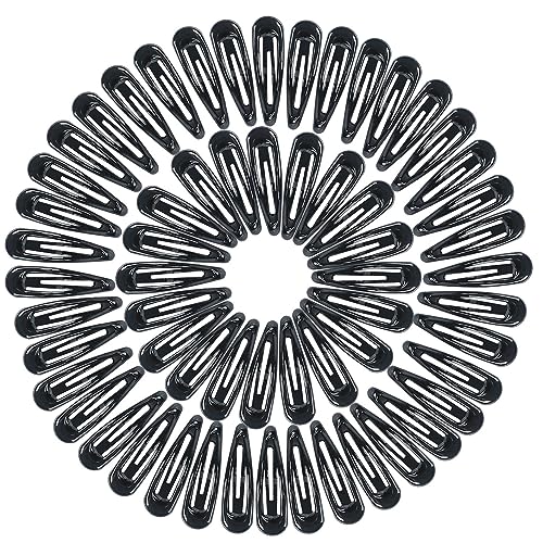 30,60 80er-Pack schwarze 2 Zoll Damen-Haarspangen aus Metall mit Druckknopf, rutschfeste Haarspangen, Haar-Accessoires für Mädchen und Frauen (Schwarz, 1,60 Stück) von generic