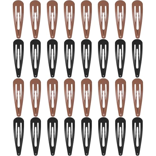 30 Stück 3,1 Zoll große Haarspangen aus Metall mit Druckknopf, rutschfeste Haarspangen, Haar-Accessoires für Damen (braun und schwarz) von generic