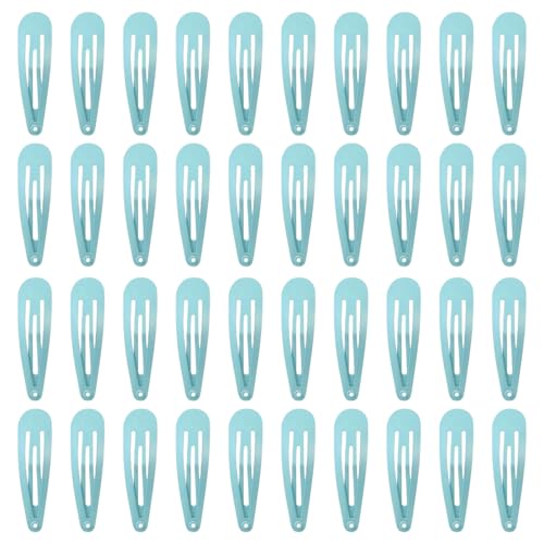 40 Stück 2 Zoll blaue Haarspangen aus Metall mit Druckknopf, rutschfeste Haarspangen für Damen, Haarschmuck (blau) von generic