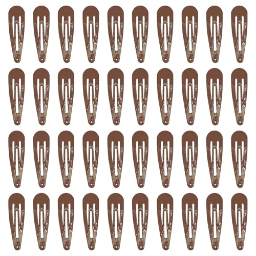 40 Stück 2 Zoll bunte Metall-Haarspangen mit Druckknopf, rutschfeste Haarspangen für Damen, Haar-Accessoires (braun) von generic