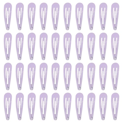40 Stück 2 Zoll bunte Metall-Haarspangen mit Druckknopf, rutschfeste Haarspangen für Damen, Haarschmuck (lila) von generic