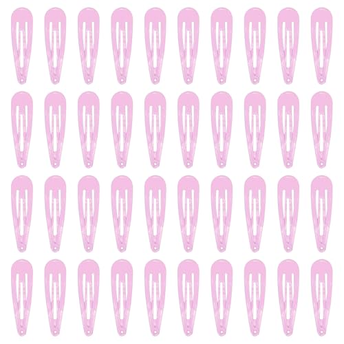 40 Stück 2 Zoll rosa Metall-Haarspangen mit Druckknopf, rutschfeste Haarspangen für Damen, Haar-Accessoires (Pink) von generic