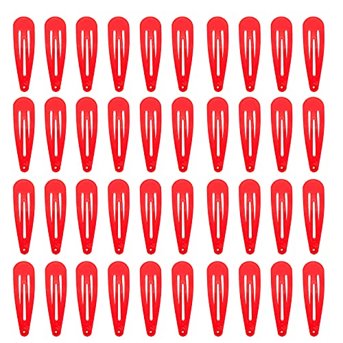 40 Stück rote Haarspangen aus Metall mit Druckknopf, 5,1 cm, Haarspangen für Damen von generic