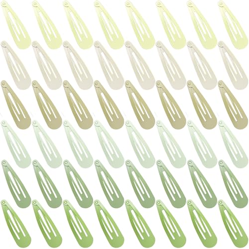 48 Stück kleine Metall-Haarspangen für Damen, rutschfeste Wassertropfen-Druckknopfclips für dickes, dünnes, feines Haar, klassische Accessoires, Farbverlaufsgrün, 4,9 x 1,3 cm von generic