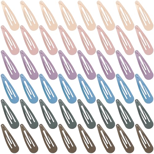 48 Stück kleine Metall-Haarspangen für Damen, rutschfeste Wassertropfen-Druckknopfclips für dickes, dünnes, feines Haar, klassische Accessoires, Rosa, Blau, Grün, 4,9 x 1,3 cm von generic