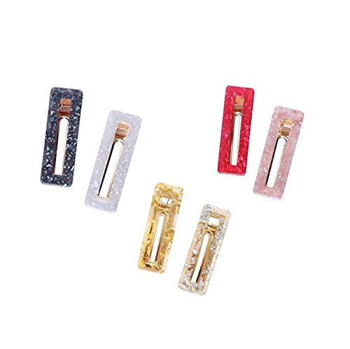 6 Stück Damen-Haarspangen aus Metalllegierung in Entenschnabelform, Alligator-Haarspangen aus Kunstharz, geometrische Haarnadeln aus Acryl, Pony-Clip, Haarnadel-Clip, Haar-Accessoires (rechteckig) von generic