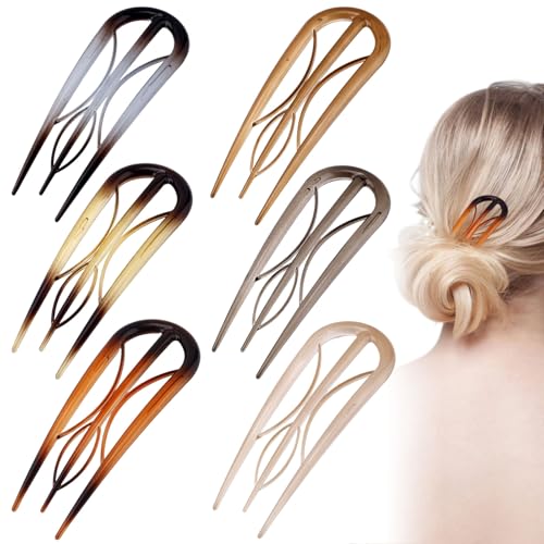 6 Stück französische Haarspangen mit Innenzähnen, 6 Farben, Schildpatt, groß, Retro, rutschfest, Twist-Frisur-Accessoires, Geschenke für Frauen, Twist-Frisur von generic