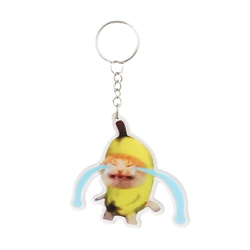 Banana Cat Happy Cat Cute Funny Key Pendant Key Chain, Novelty Crying Banana Cat Keychain, Banana Pendant for Women Men von generic