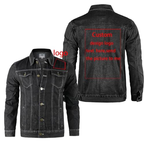 Benutzerdefinierte Jeansjacke für Herren, DIY-Logo-Personalisierung mit Individuellem Druck, Lässige Reversjacke für Den Herbst und Jeden Anlass Color1,5XL Benutzerdefinierte Jeansjacke für Herren, DIY-Logo-Personalisierung mit Individuellem Druck, Lässige Reversjacke für Den Herbst und Jeden Anlass Color1,5XL von generic