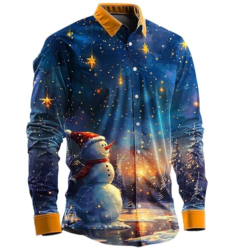 Black Friday Angebote Weihnachtshemd Herren Lustig Weihnachtspullover Herren Lustig Weihnachts Pullover Funky Hemden 3D Druck Xmas Weihnachtshemden Langarm Slim Fit Christmas Shirt von generic