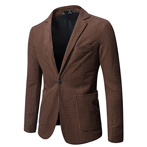 Business Outfit Herren Anzugjacke Sakko Einfarbig Modern Sakko Männer Langarm Mit Waffelmuster Kleid Abendessen Party Abschlussball Blazer Mode Vielseitig Ein-Knopf-Jacke Regular Fit von generic