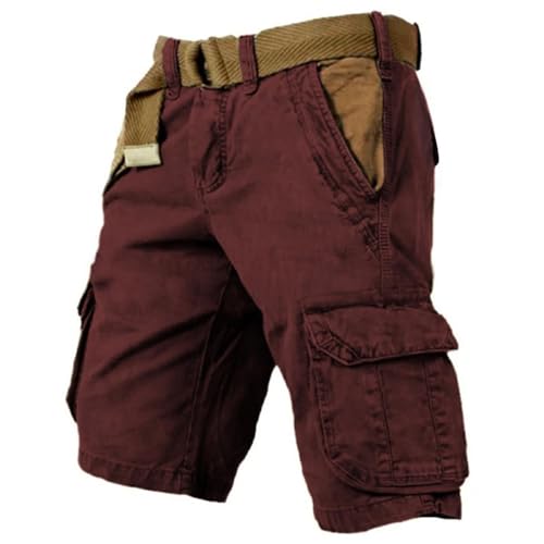 Cargo Shorts Männer Cargoshorts Chino Hose Herren Kurz Sommer, Cargoshorts Stretch mit Mehreren Taschen, Unifarben Active Arbeitshose Kurz, Solide Farbe Kniehose Kurze Hosen Regular Fit von generic