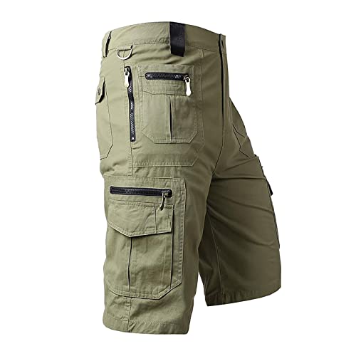 Cargo Shorts Männer Chino Hose Herren Kurz Sommer Cargoshorts Stretch mit Mehreren Taschen Funktionsshorts Knielang mit Reißverschlusstasche Solide Farbe Kniehose Kurze Hosen Regular Fit von generic