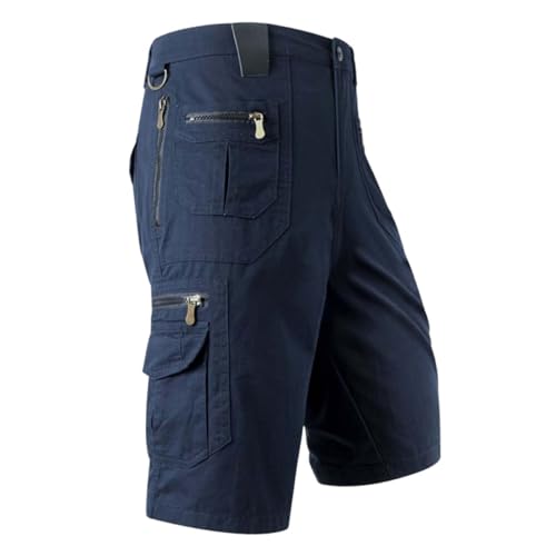 Cargo Shorts Männer Chino Hose Herren Kurz Sommer Cargoshorts Stretch mit Mehreren Taschen Funktionsshorts Knielang mit Reißverschlusstasche Solide Farbe Kniehose Kurze Hosen Regular Fit von generic