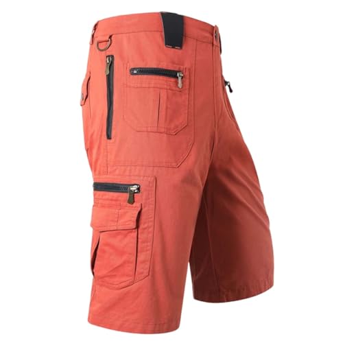 Cargo Shorts Männer Chino Hose Herren Kurz Sommer Cargoshorts Stretch mit Mehreren Taschen Funktionsshorts Knielang mit Reißverschlusstasche Solide Farbe Kniehose Kurze Hosen Regular Fit von generic