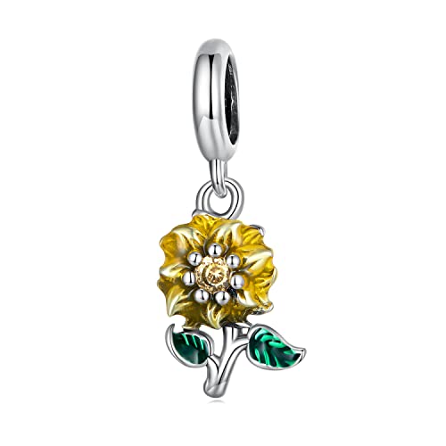 Charm-Anhänger mit Sonnenblumen-Anhänger, 925er Sterlingsilber, passend für Pandora-Armband-Halskette von generic