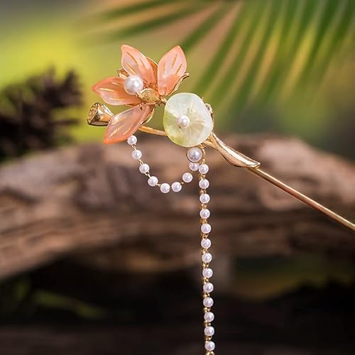 Chinesische Hanfu- und Haarmode im Retro-Stil, Blume mit handgefertigter Haarspange aus Metall, Haarschmuck für Frauen und Mädchen mit langem Haar (Lotussamenkapsel) von generic