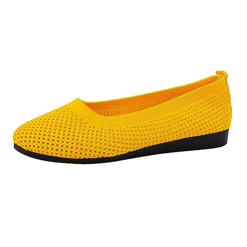 Damen Ballerina Bequeme Ballerina Schuhe Flache Schuhe Runde Zehe Strick Kleid Schuhe Komfort Mesh Slip On Ballerina Walking Flats Schuhe für Frauen Bequem Weich Einzelne Schuhe von generic