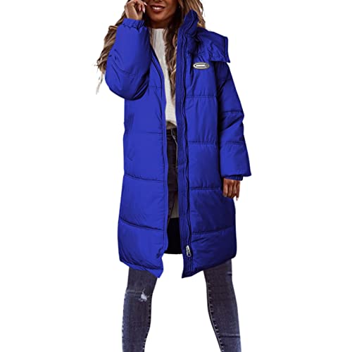 Damen Wintermantel Lang Locker Leicht Steppjacke Oversize Warm PufferJacke mit Kapuze Solid Winterjacke Outdoor Daunenmantel(3-A, XL) von generic